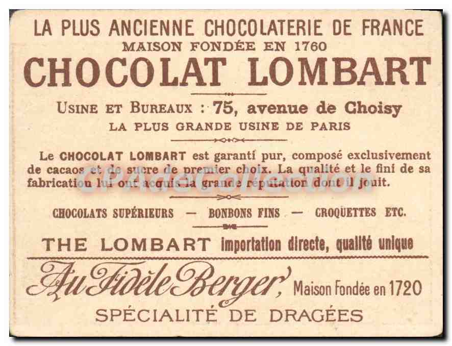 CPA Chocolat Lombart Loire Inferieure Chateau de Clisson Batz Rochers Nantes Porte de Guerande Saint — Rückseite