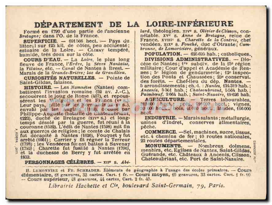 CPA Departement de la Loire Inferieure Chateau de Clisson Batz Rochers Nantes Porte de Guerande Sain — Rückseite