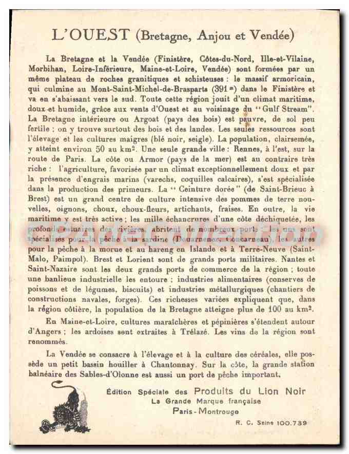 CPA L'Ouest Bretagne Anjou et Vendee Lion noir préparation des filets de peche constructions de navi — Rückseite