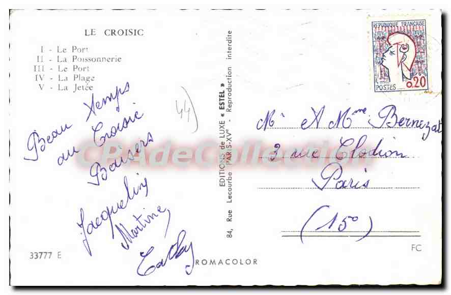 CPA Le Croisic Le Port La Poissonnerie Le Port La Plage La Jetee  — Rückseite