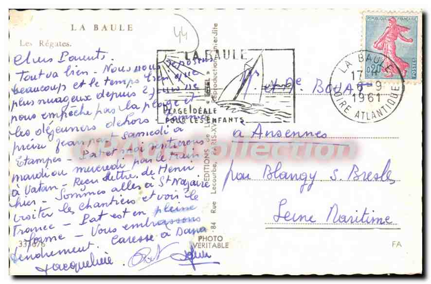 CPA La Baule Les Regates  — Rückseite