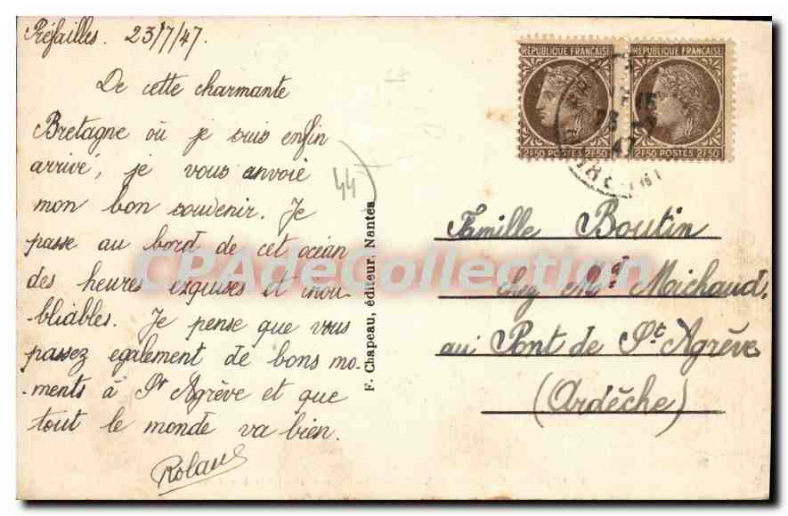 CPA Prefailles Loire Inf Sur la Cote Rochers bizarres  — Rückseite