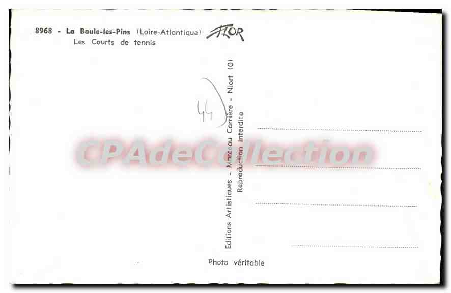 CPA La Baule les Pins Loire Atlantique Les Courts de tennis  — Verso