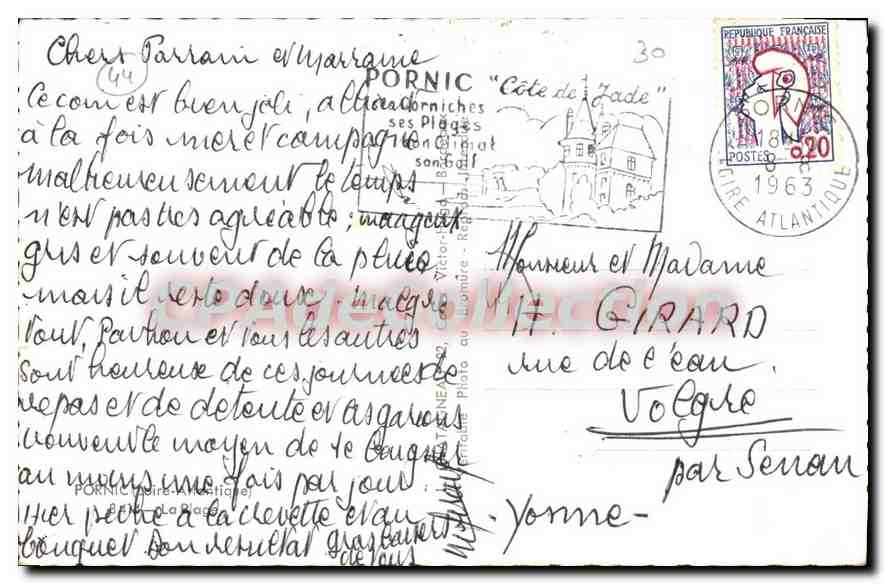 CPA Pornic Loire Atlantique La Plage  — Rückseite