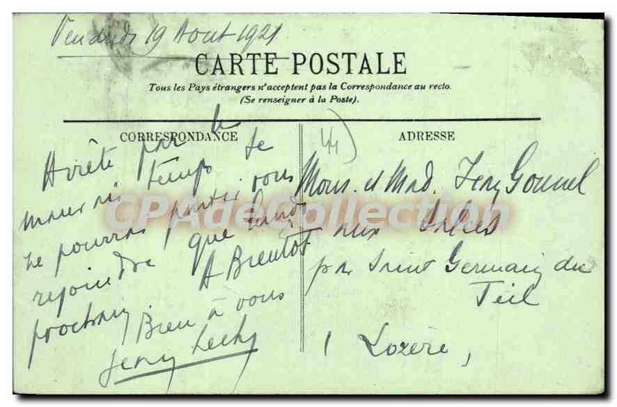 CPA Saint Nazaire Le Palais de Justice  — Verso