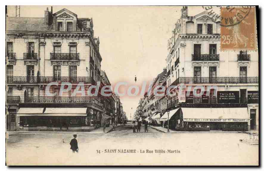 CPA Saint Nazaire la rue villes Martin 