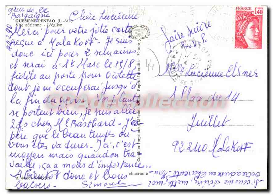 CPSM Guemene Penfao L Atl vue aerienne l'eglise  — Rückseite
