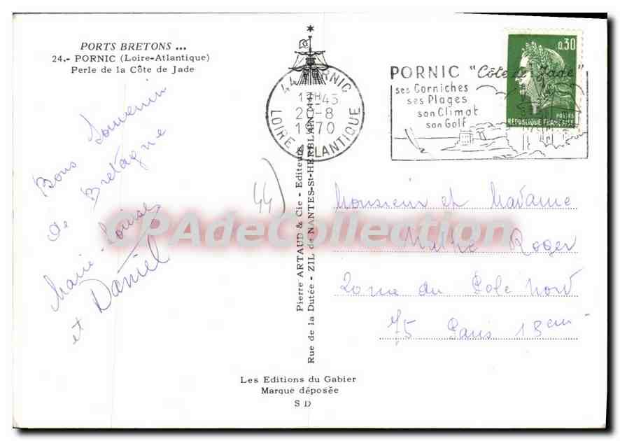 CPSM Port Bretons Pornic Loire Atlantique Perle de la Cote de Jade  — Rückseite