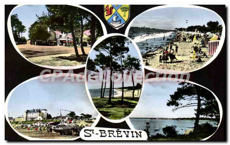 CPSM Saint Brevin Loire Atlantique les Rochelets place Saint Hubert et avenue de la Mer la plage pla