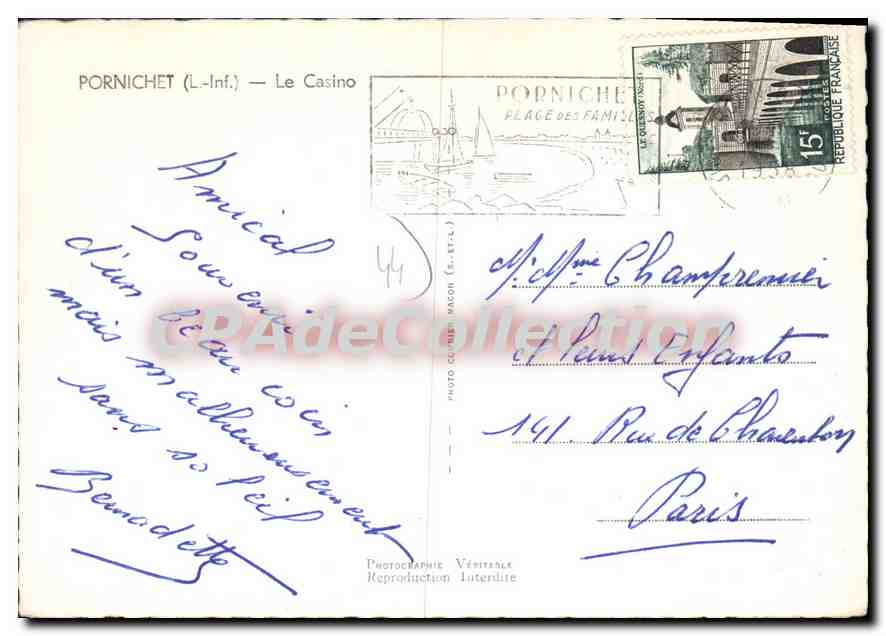 CPSM Pornichet L Inf le casino  — Rückseite