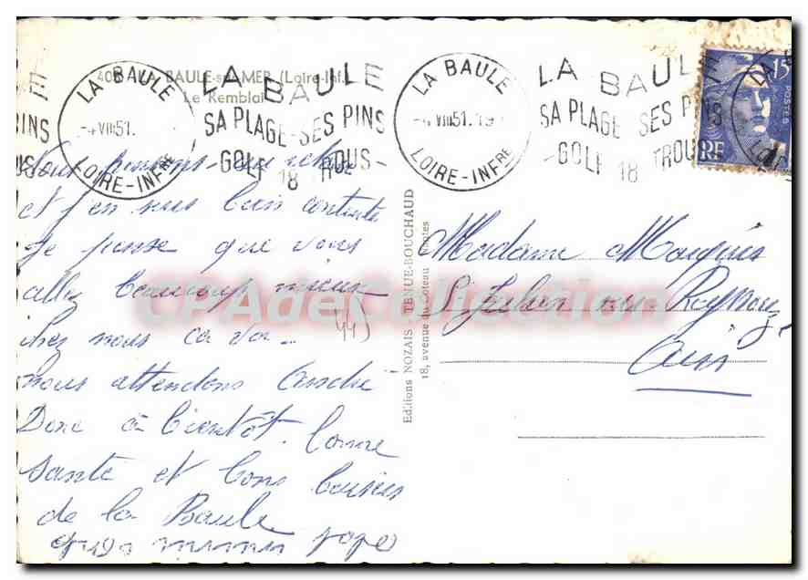 CPSM Baule sur Mer Loire Inf le Remblai  — Rückseite