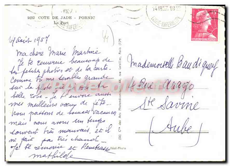 CPSM Cote de Jade Pornic le port  — Rückseite