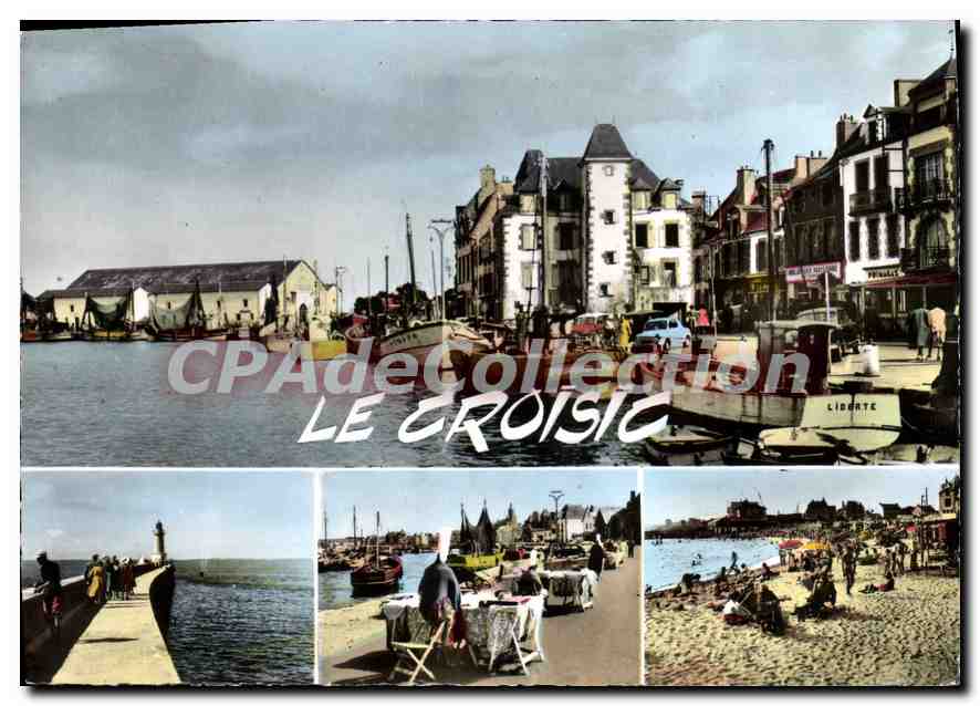 CPSM Le Croisic le port la Jetee et le Phare Dentellieres plage de Port Lin 