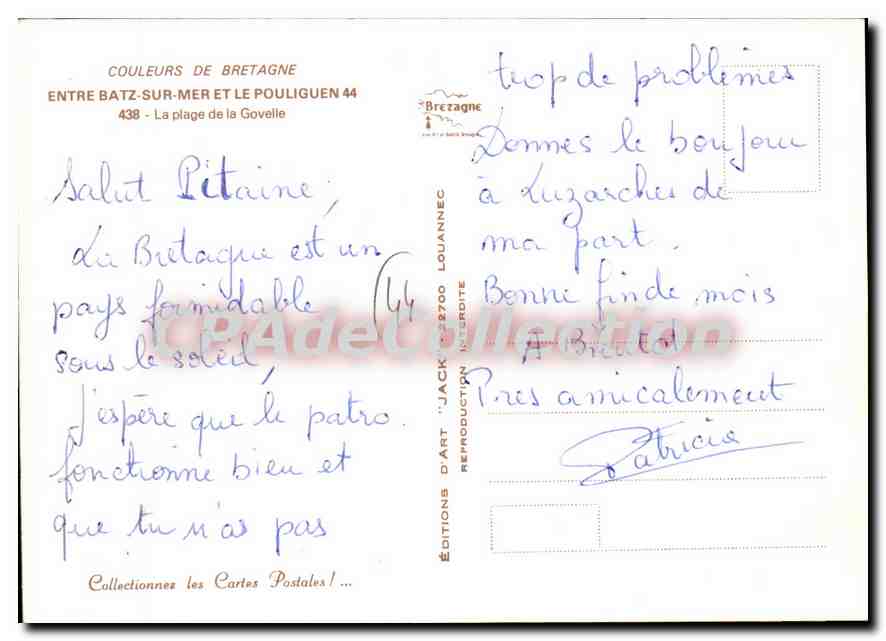 Plage de la Goyelle — entre Batz-sur-Mer et Le Pouliguen — Éditions d'Art Jack — Verso