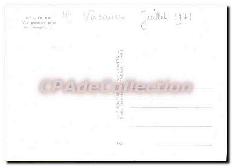 CPSM Oudon vue generale prise du Champ Palud  — Rückseite