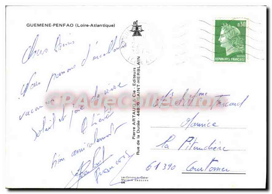 CPSM Guemene Penfao Loire Atlantique château moulin Juzet — Rückseite