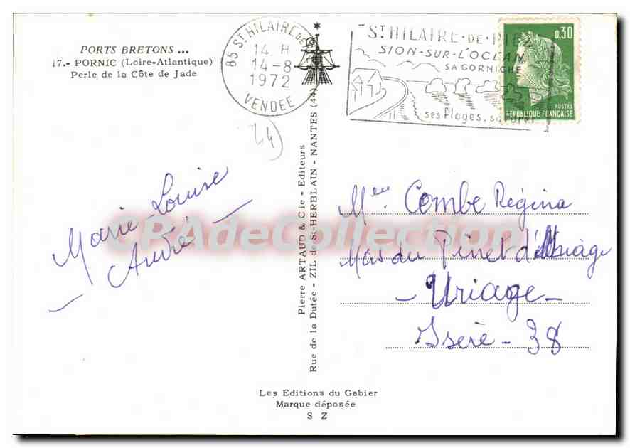 CPSM Ports Bretons Pornic Loire Atlantique Perle de la Cote de Jade  — Verso