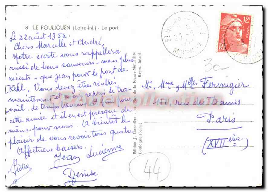CPSM Le Pouliguen Loir Inf le port  — Verso