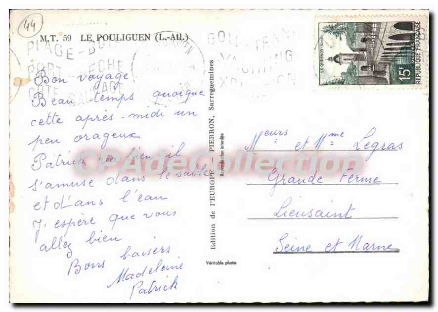 CPSM Le Pouliguen L Atl port bateaux — Verso