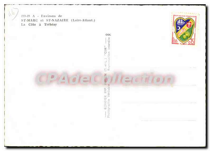 CPSM Environs de St Marc et St Nazaire Loire Atlat la Cote Trebezy  — Verso