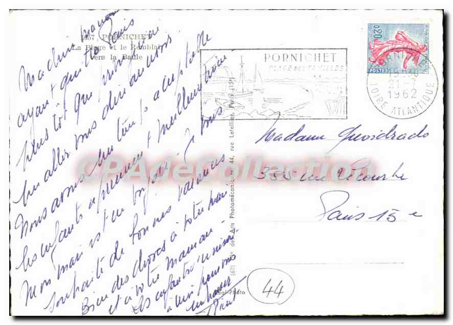 CPSM Pornichet la plage et le Remblai vers la Baule  — Rückseite