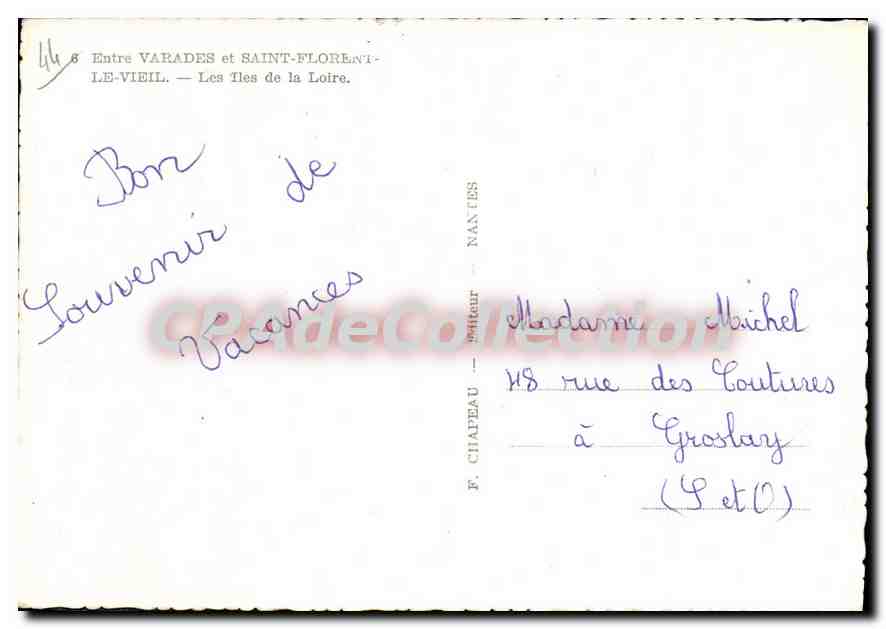 CPSM Entre Vardes et Saint Florent le Vieil les Iles de la Loire  — Rückseite