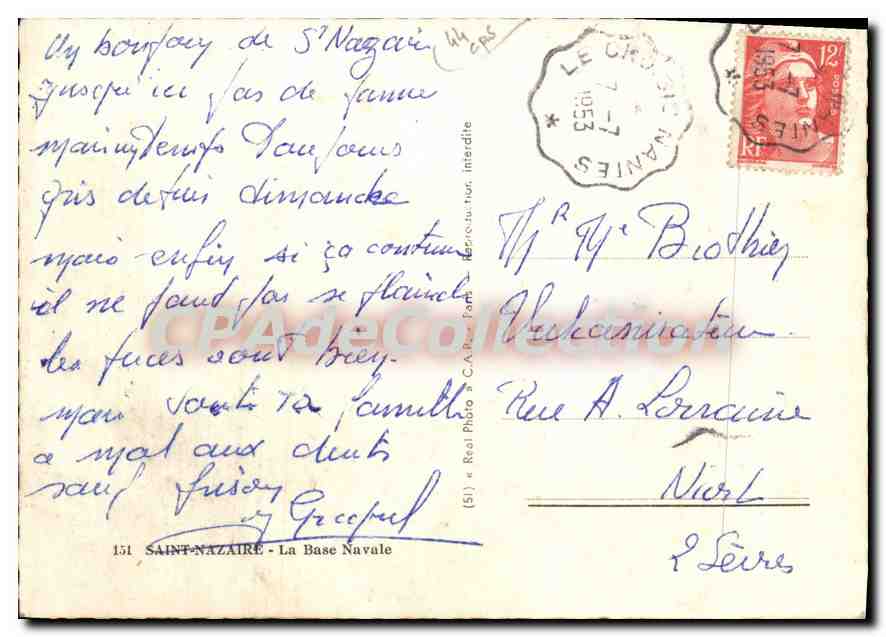 CPSM Saint Nazaire la Base Navale bateaux — Verso