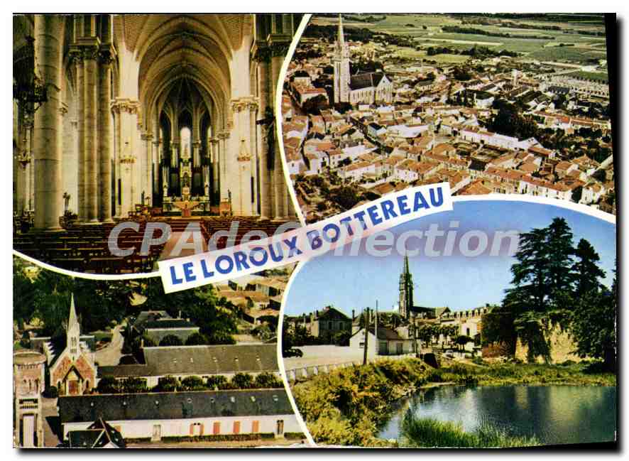 CPSM Le Loroux Bottereau Loire Atl interieur de l'eglise vues aerienne le centre du bourg l'hopital 