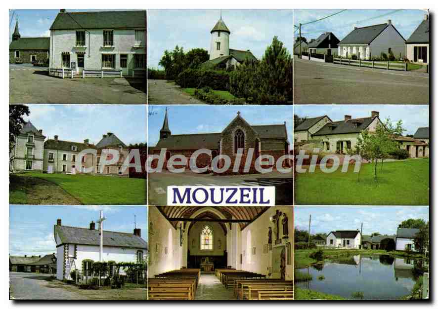 CPSM Mouzeil Loir Atlantique a gauche le centre chateau Cop Choux Carrefour de Boulay et le Calvaire