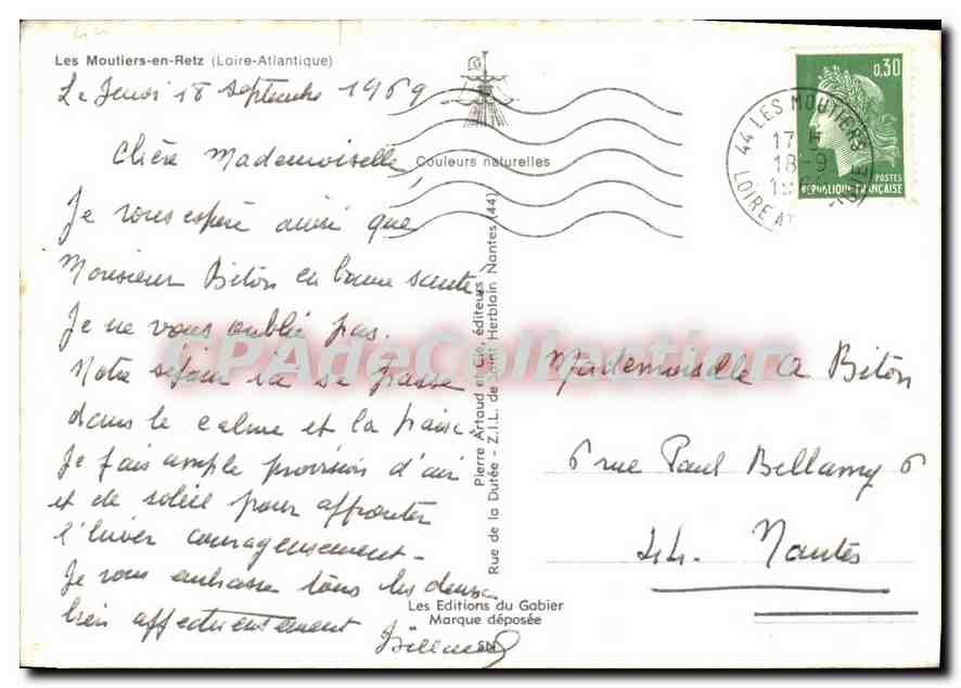 CPSM Les Moutiers en Retz Loire Atlantique place l'église madame le bourg plage pré vinvent  — Rückseite