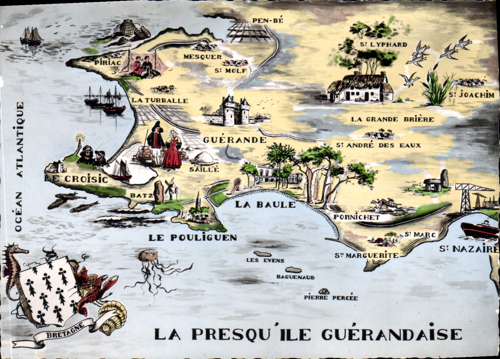 CPSM La Presqu'ile Guerandaise le croisic saille st joachim st lyphard pen bé mesquer 