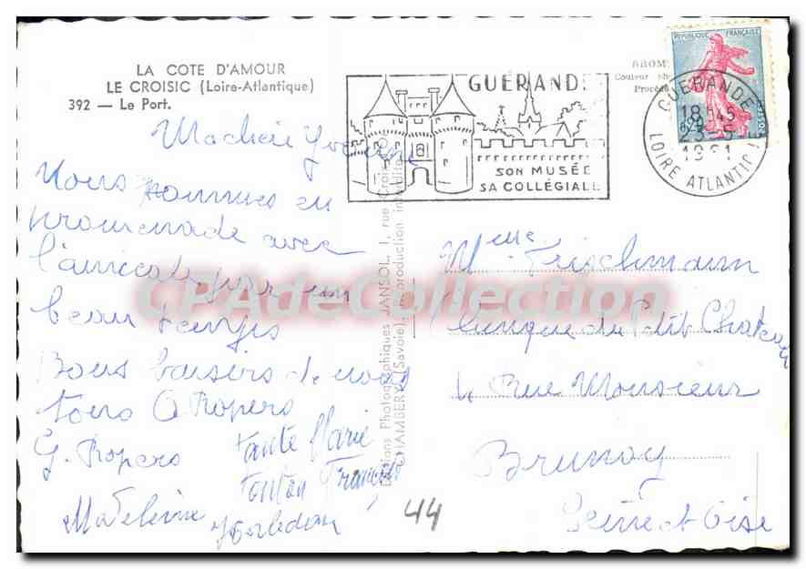 Le Port de Guérande — La Côte d'Amour — Éditeur Lansol — Verso