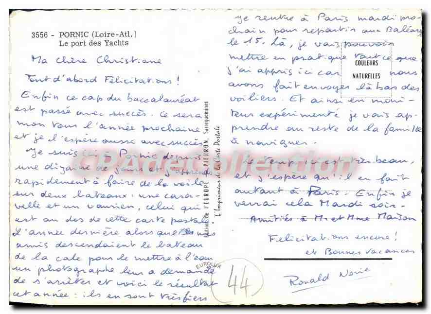 CPSM Pornic Loir Atl le port des Yachts  — Rückseite