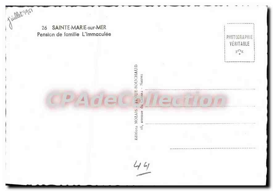 CPSM Saint Marie sur Mer pension de famille L'Immaculee  — Verso