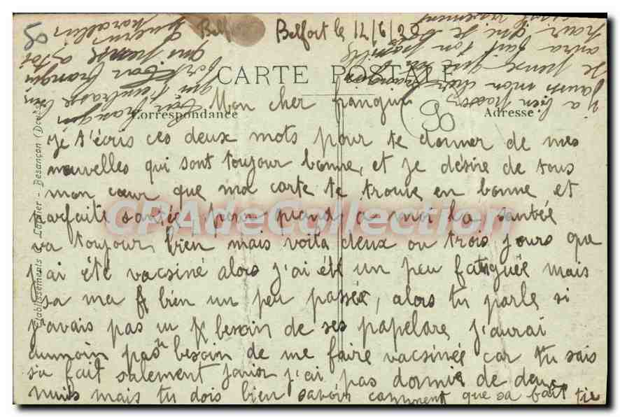 CPA Belfort Avenue de Lycee cantonniers — Verso
