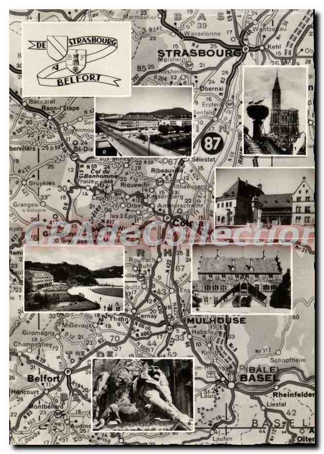 CPSM Strasbourg Belfort Strasbourg Saint Dle Calmar Mulhouse Gerardmer Belfort gerardmer colmar base