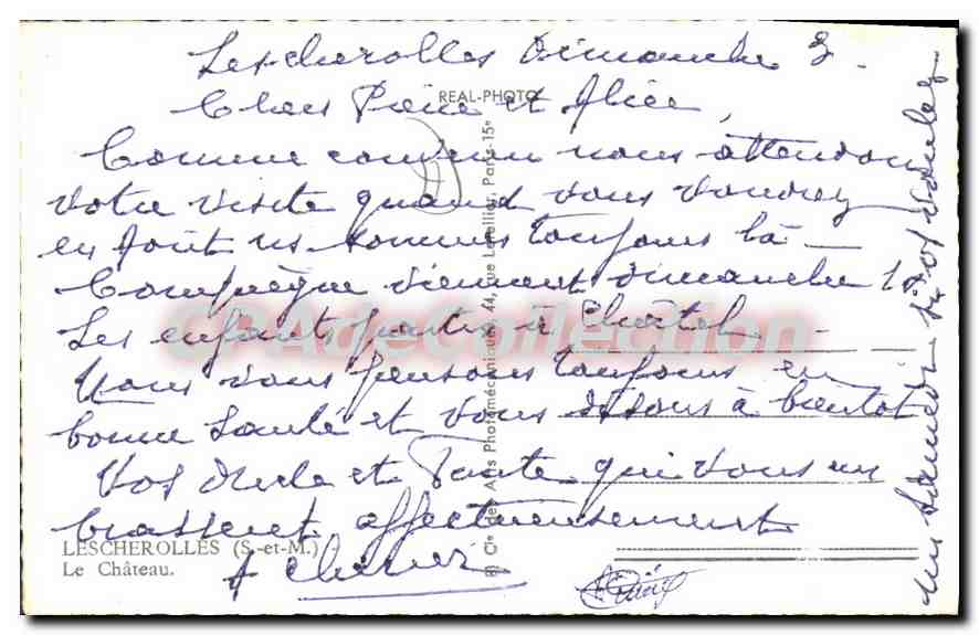 CPA Les Cherolles S et M le chateau  — Verso