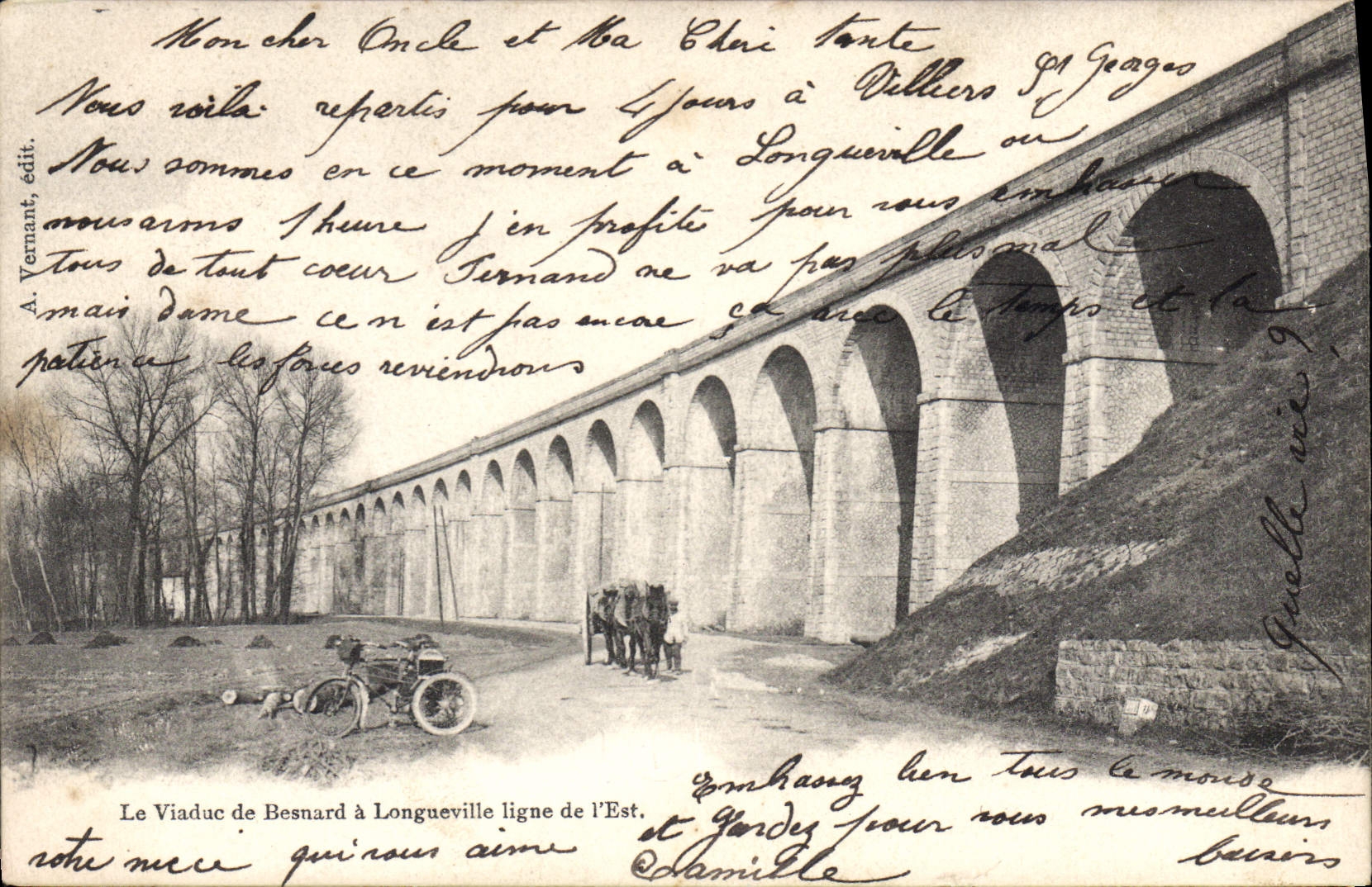 The Besnard Viaduct at Longueville — East Line — Publisher A. Vernant, n° 9