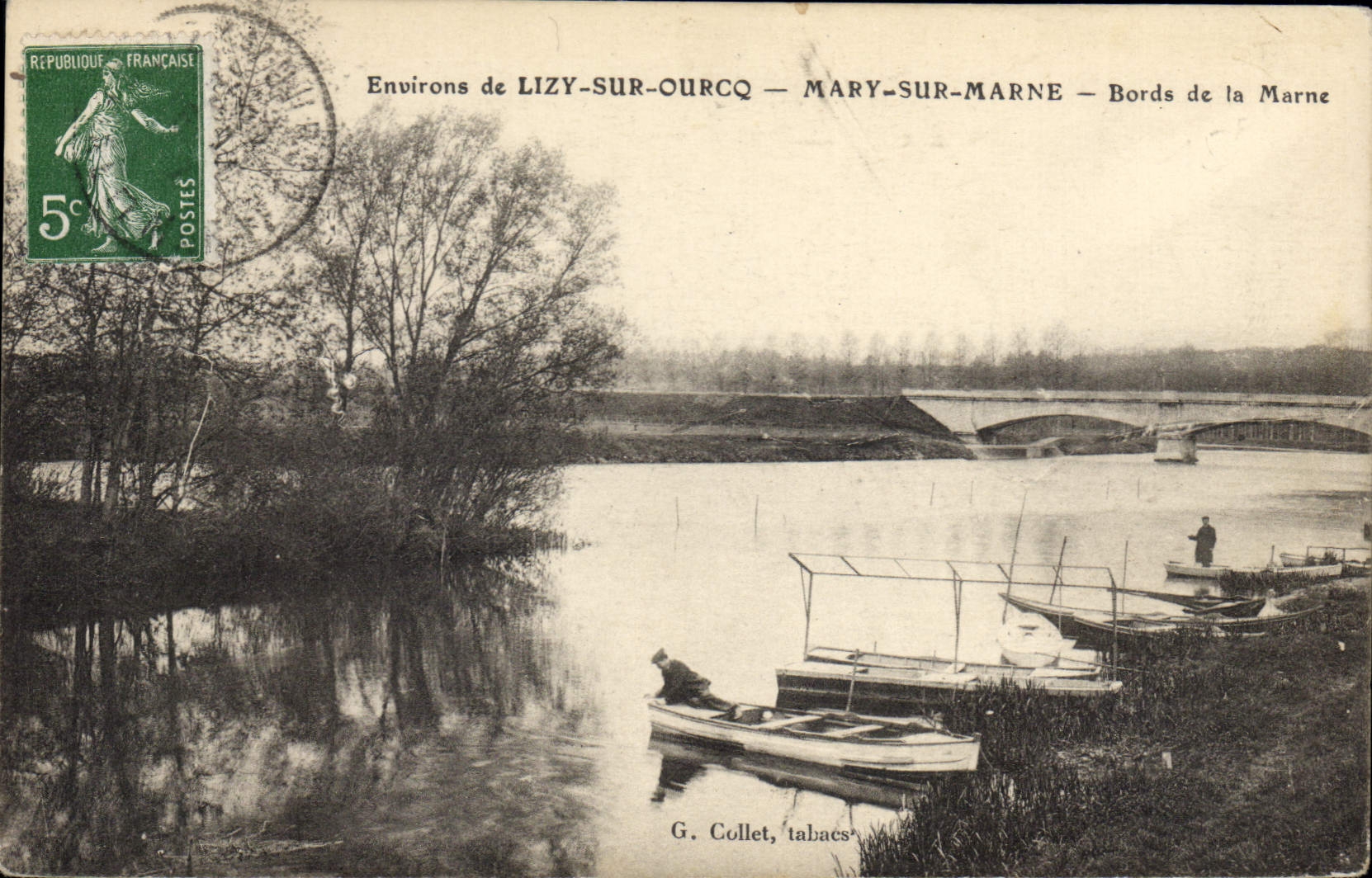 CPA Environs de Lizy sur Ourcq Mary sur Marne bords de la Marne barques