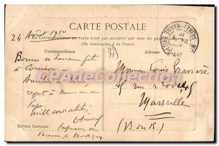 CPA Montigny sur Loing vue sur le Loing et l'eglise  — Verso