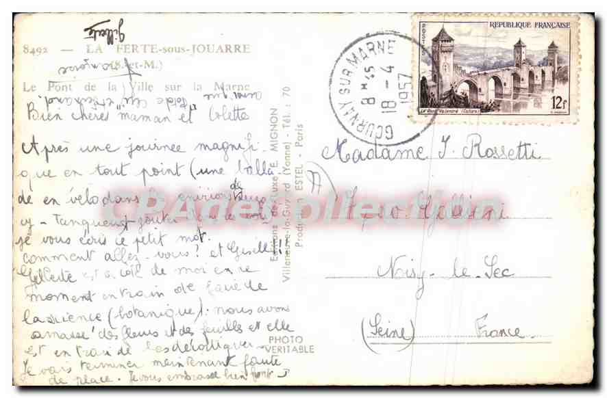 Pont de la Ville sur la Marne — La Ferté-sous-Jouarre — Éditeur E. Mignon — Reverso