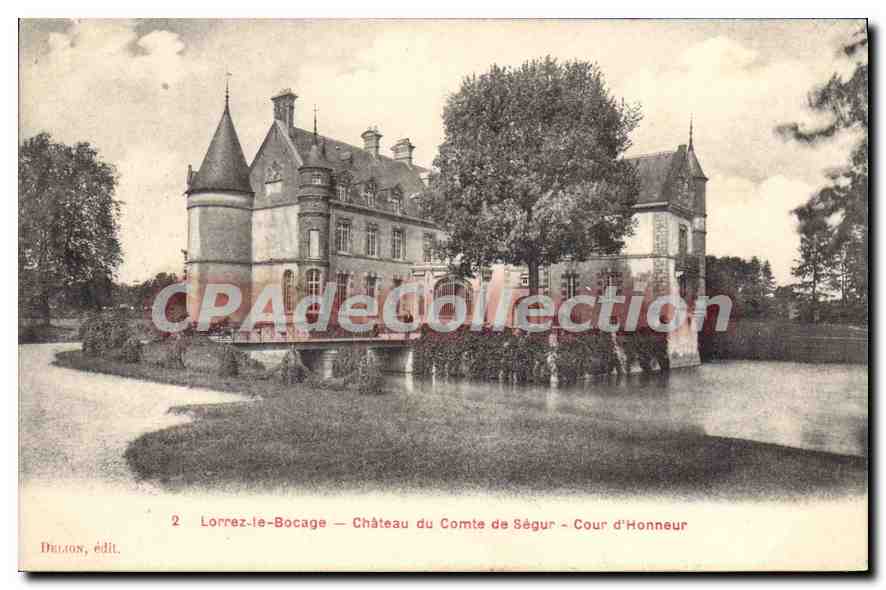 CPA Lorrez le Bocage chateau du Comte de Segur Cour d'Honneur pont
