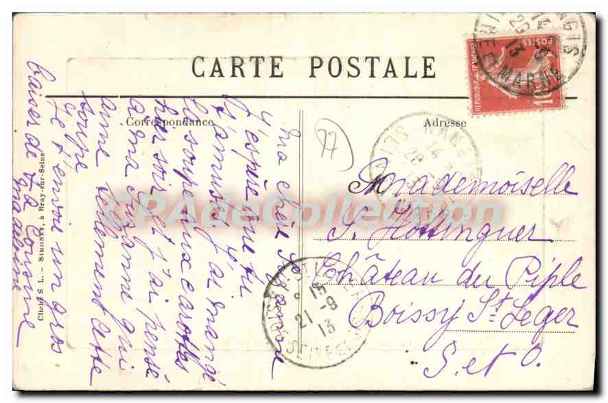 CPA Environs de nangis S et M chateau de Champbrule  — Back