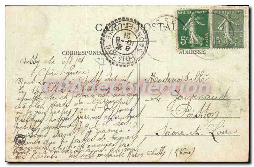 Chessy — Le Pont sur l'Azergues — Carte postale — Rückseite