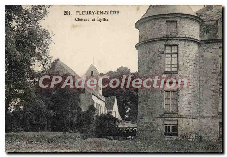 CPA Fleury en Biere Chateau et Eglise 