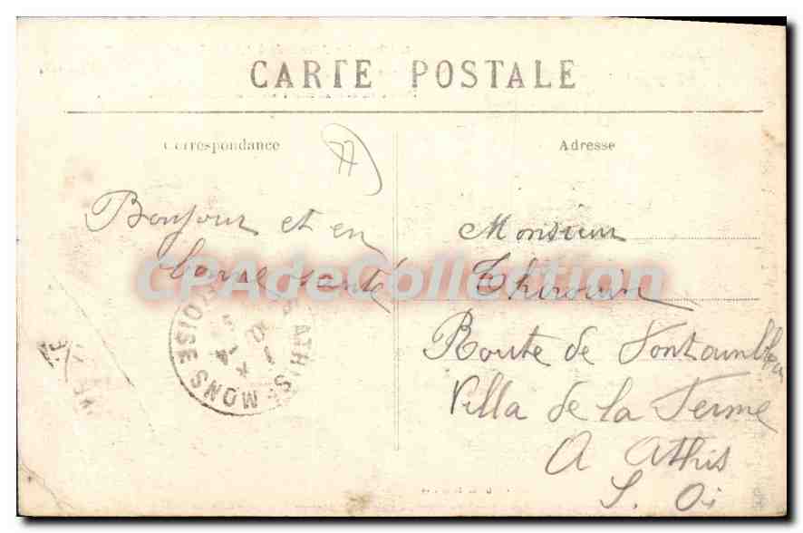 L'Invasion Allemande à LA FERTÉ-sous-JOUARRE — Annexe du Château de l'Île bombardée — éditeur G. Brindelet, n°9 — Verso