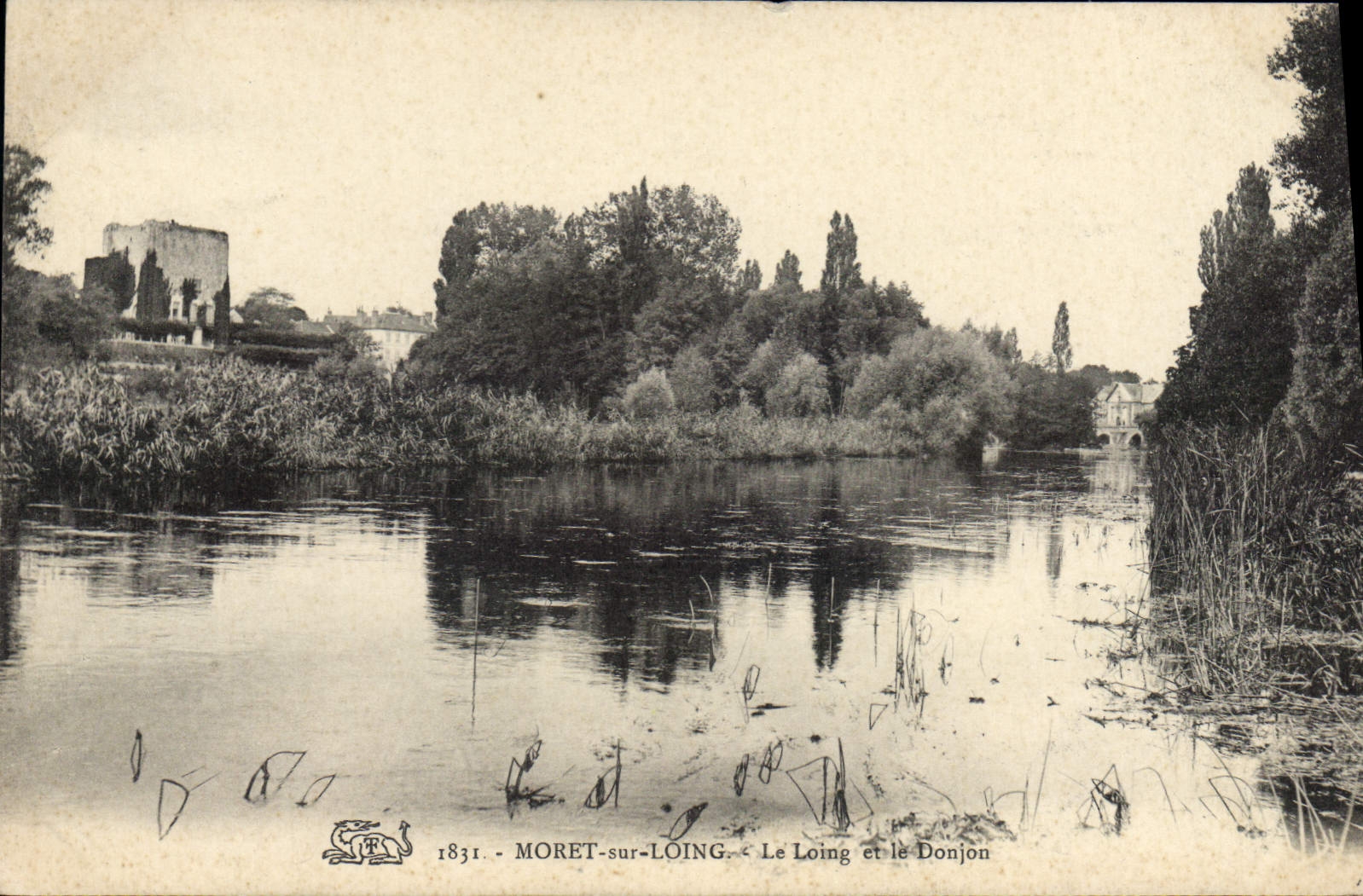 Moret-sur-Loing — Le Loing et le Donjon — éditeur impr. 1831