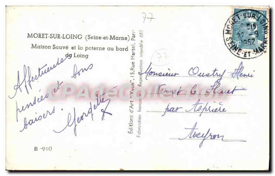 Maison Sauvé et la poterne au bord du Loing — Moret-sur-Loing (Seine-et-Marne) — Éditions d'Art 'Yvon', n° B 940 — Reverso