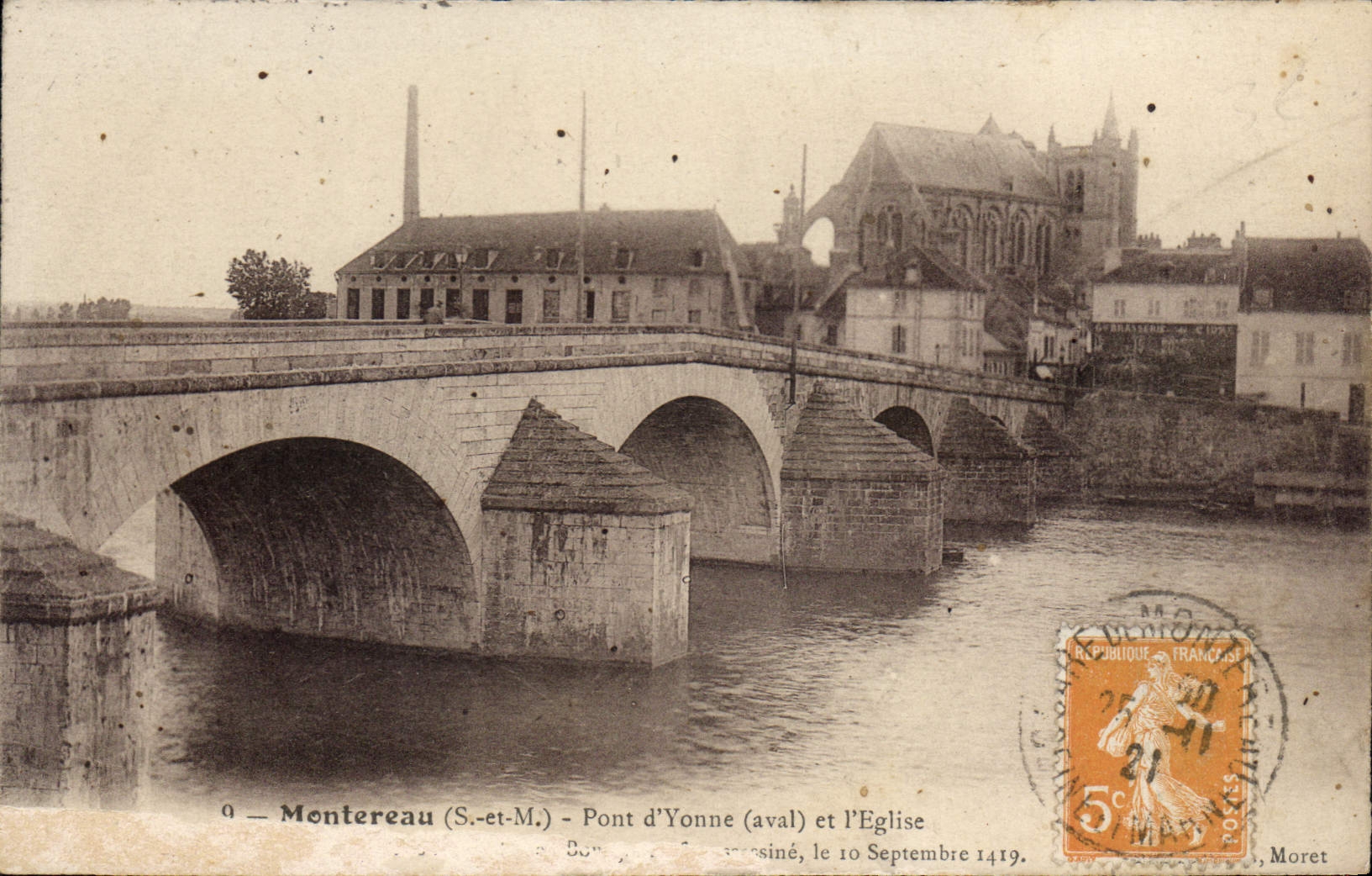 Montreuil-sur-Yonne (S.-et-M.) — Pont d'Yonne (aval) et l'Église — Moret, éditeur