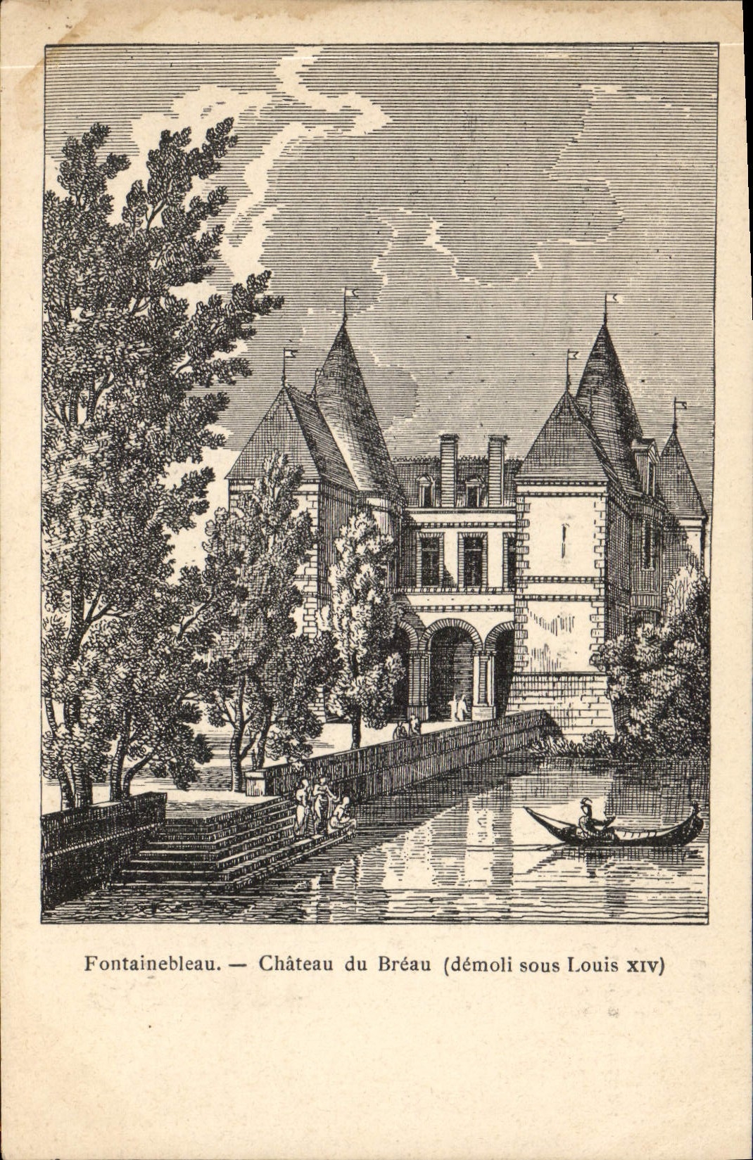 Fontainebleau — Castillo de Bréau (demolido bajo Luis XIV) — Alfred Pouvé, Plaza Central